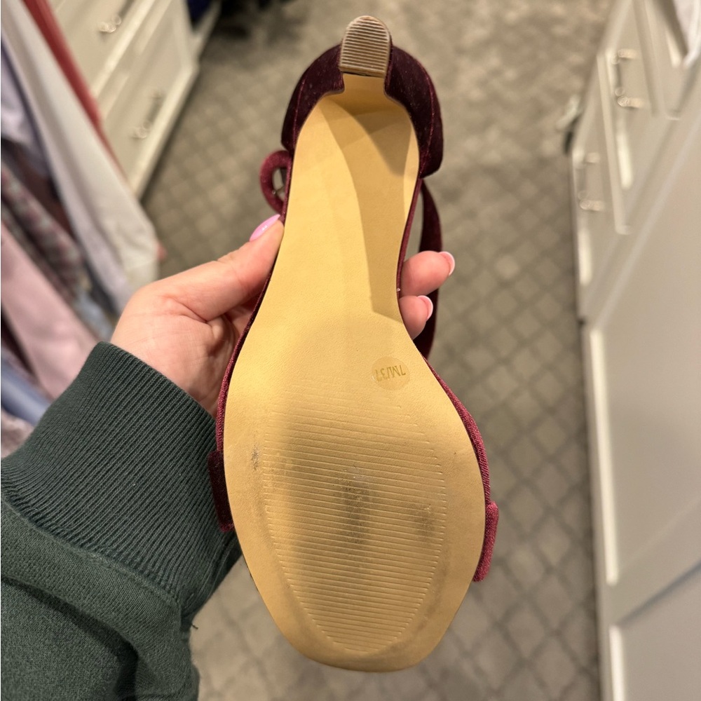 Strappy maroon heels